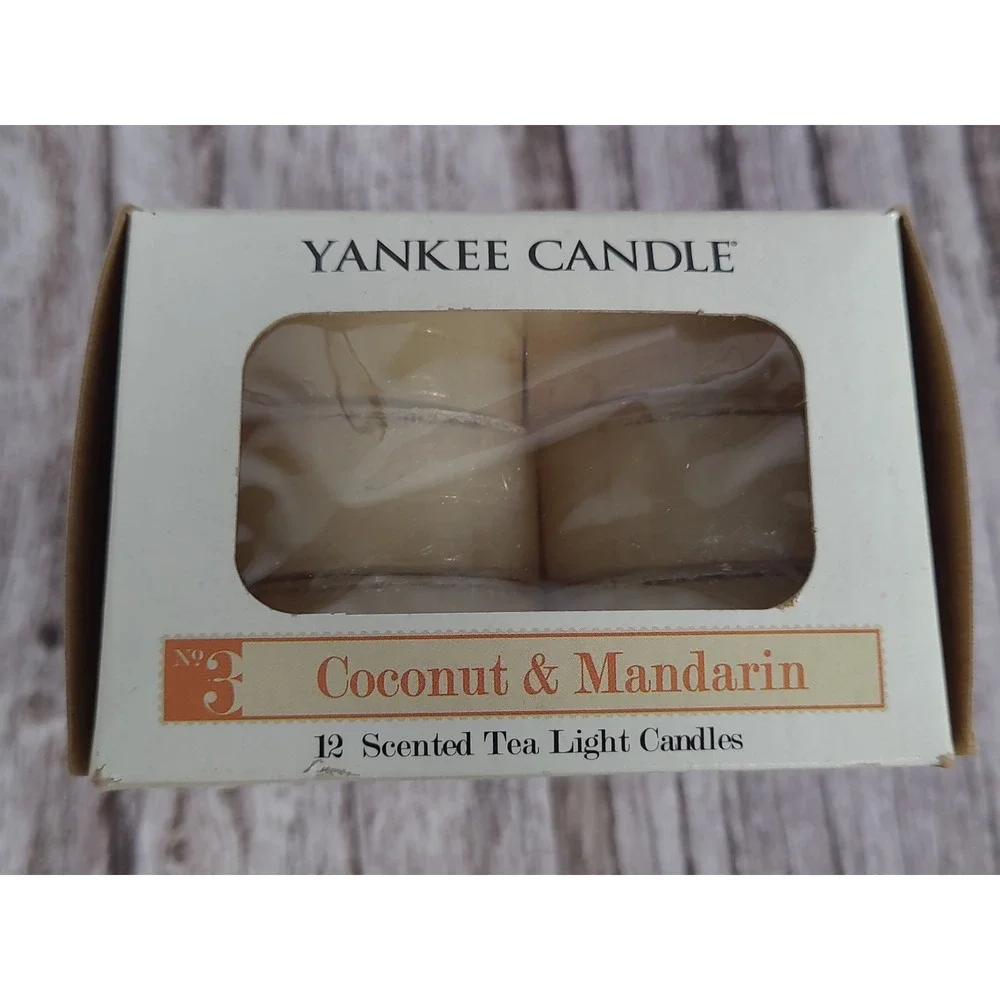 Yankee Candle‎ 12 Scented Tea Light Candles No.3 Coconut & Mandarin New Open Box